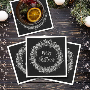 Serviette En Papier Étoiles d'argent Joyeux Noël