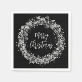 Serviette En Papier Étoiles d'argent Joyeux Noël (Devant)