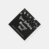 Serviette En Papier Étoiles d'argent noir d'anniversaire moderne perso (Coin)