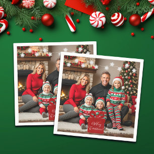 Serviette En Papier Étoiles d'argent spécial Noël Photo de famille