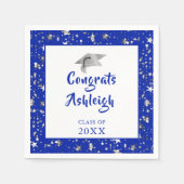 Serviette En Papier Étoiles de graduation Brush Script Royal Blue (Devant)