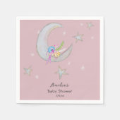 Serviette En Papier Étoiles de lune Fleurs Mauve Main dessinée Baby sh (Devant)