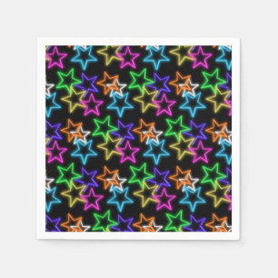 Serviette En Papier Étoiles de néon sur noir