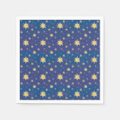 Serviette En Papier Étoiles de Noël Or sur bleu (Devant)