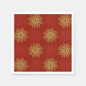 Serviette En Papier étoiles de Noël rouge et or sur arrière - plan rou (Devant)
