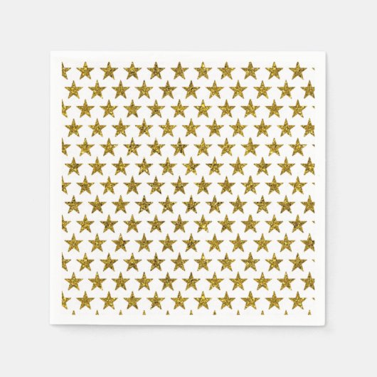 Serviette En Papier Étoiles de parties scintillant d'or (Devant)