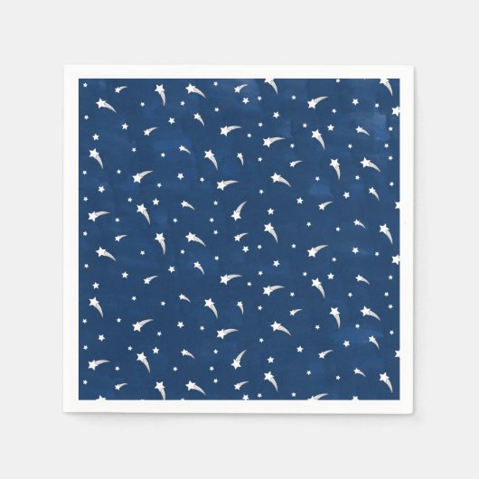 Serviette En Papier Etoiles de tir Aquarelle bleu marine (Devant)