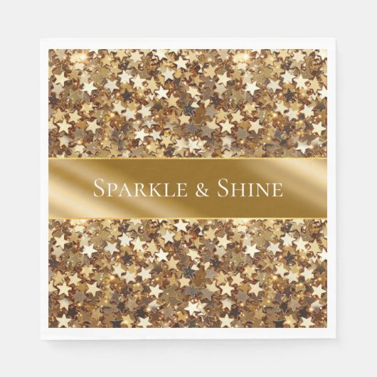 Serviette En Papier Étoiles d'étincelles d'or (Devant)