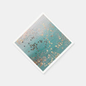 Serviette En Papier Étoiles d'or chatoyantes sur Turquoise (Coin)