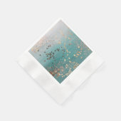 Serviette En Papier Étoiles d'or chatoyantes sur Turquoise (Coin)