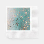 Serviette En Papier Étoiles d'or chatoyantes sur Turquoise (Devant)