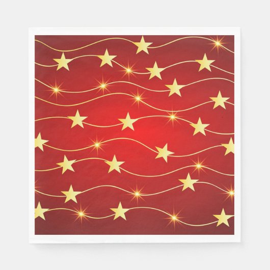 Serviette En Papier Étoiles d'or de Noël (Devant)