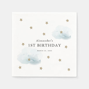 Serviette En Papier Etoiles d'or et nuages bleus Anniversaire des enfa