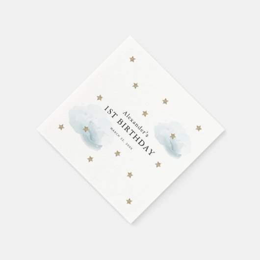 Serviette En Papier Etoiles d'or et nuages bleus Anniversaire des enfa (Coin)