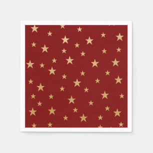 Serviette En Papier Etoiles d'or et rouge