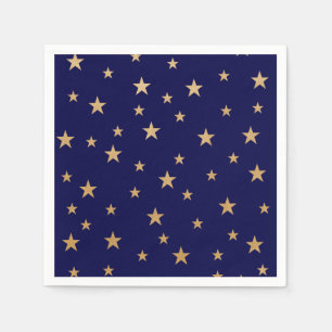 Serviette En Papier Etoiles d'or et serviettes bleu marine