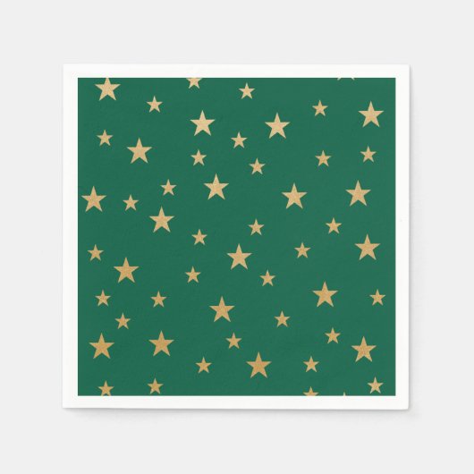 Serviette En Papier Etoiles d'or et vert (Devant)