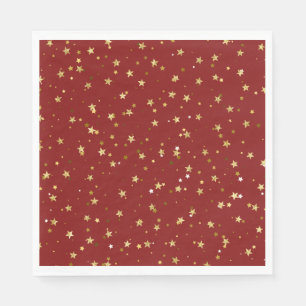 Serviette En Papier étoiles d'or sur arrière - plan rouge