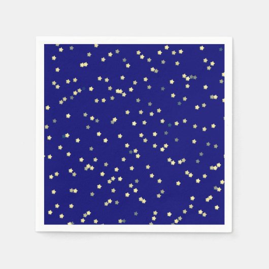 Serviette En Papier Etoiles d'or sur bleu (Devant)