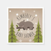 Serviette En Papier Étoiles d'ours endormies + Baby shower d'arbres (Devant)
