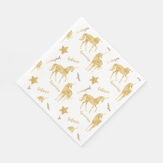 Serviette En Papier Étoiles d'Unicornes d'Or Inspirationnelles (Coin)