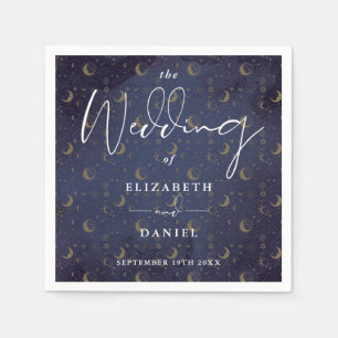 Serviette En Papier Étoiles Élégantes et Mariage Céleste Mystique
