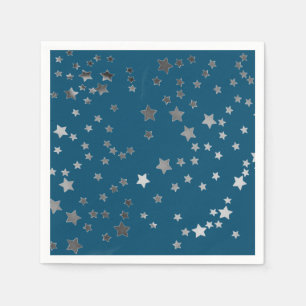 Serviette En Papier Étoiles éparpillées sur fond bleu