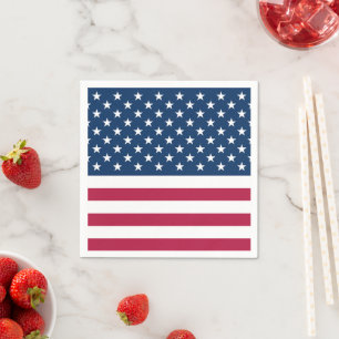 Serviette En Papier Étoiles et bandes rouge, blanc et bleu patriotique