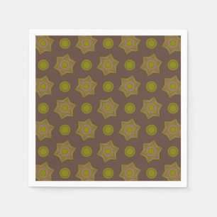 Serviette En Papier Étoiles et cercles en brun et vert