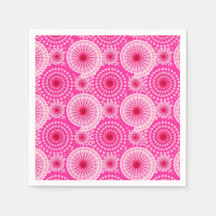 Serviette En Papier Étoiles et moulinets, rose fuchsia et bordeaux