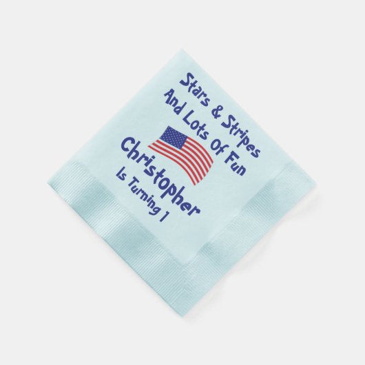 Serviette En Papier Étoiles et rayures 1er anniversaire (Coin)