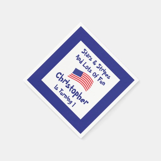 Serviette En Papier Étoiles et rayures 1er anniversaire (Coin)