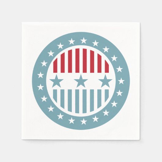 Serviette En Papier Étoiles et rayures 4 juillet ensemble de serviette (Devant)