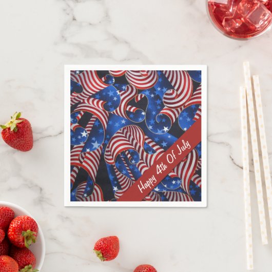 Serviette En Papier Étoiles et rayures Patriotic Curls serviettes (En situation)