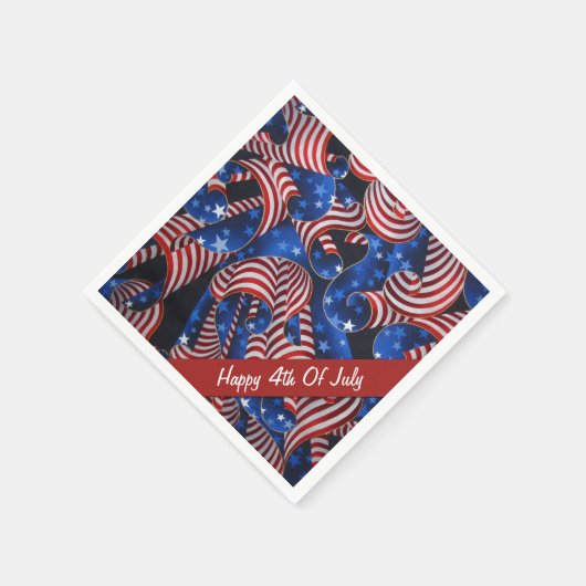 Serviette En Papier Étoiles et rayures Patriotic Curls serviettes (Coin)