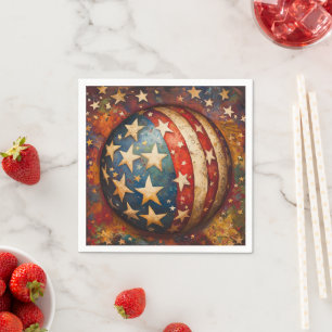 Serviette En Papier Étoiles et rayures patriotiques