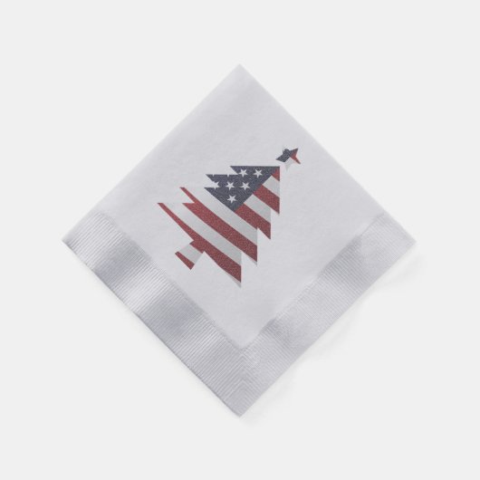 Serviette En Papier Étoiles et rayures Snowy Christmas Tree Patriotiqu (Coin)