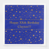 Serviette En Papier Étoiles Gold Personnalisées Avec Message Anniversa (Devant)