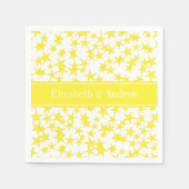Serviette En Papier Etoiles jaunes Blanc BG, Nom jaune Monogramme (Devant)
