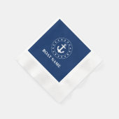 Serviette En Papier Étoiles nautiques Ancre Marine Blue Boat Nom de ba (Coin)