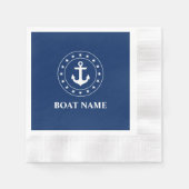 Serviette En Papier Étoiles nautiques Ancre Marine Blue Boat Nom de ba (Devant)