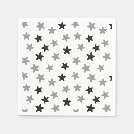 Serviette En Papier Étoiles noires et blanches (Devant)