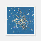 Serviette En Papier Étoiles Pailletées Dorées Élégantes sur Serviette  (Devant)