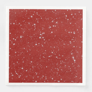 Serviette En Papier Étoiles Parties scintillant - Rouge argenté