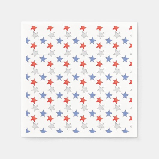 Serviette En Papier Étoiles Patriotique Rouge Blanc Bleu (Devant)