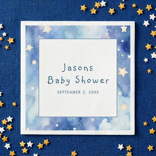 Serviette En Papier Etoiles rêve baby shower bleu invitation