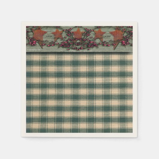 Serviette En Papier Étoiles rouillées Vert (Devant)