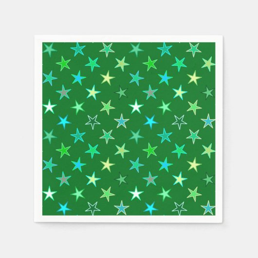 Serviette En Papier Étoiles scintillantes modernes, émeraude et vert c (Devant)