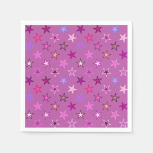 Serviette En Papier Étoiles scintillantes modernes, violet, prune et r