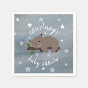 Serviette En Papier Étoiles somnolentes d'ours + Baby shower